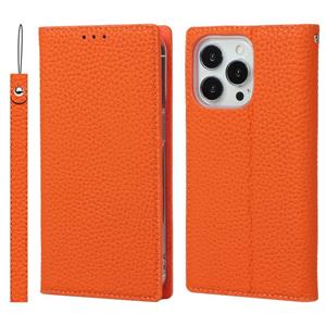 huismerk Litchi Texture Lederen telefoonhoesje met Lanyard & Holder & Card Slots & Portemonnee voor iPhone 13 Pro (Oranje)