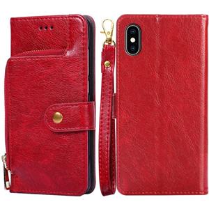 huismerk Zipper Bag PU + TPU Horizontale Flip Lederen Case met Houder & Card Slot & Wallet & Lanyard voor iPhone XS MAX