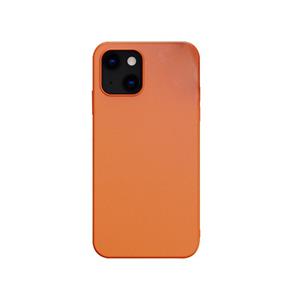 huismerk Pure Skin Leather Back Cover Shockproof Case voor iPhone 13 (Oranje)