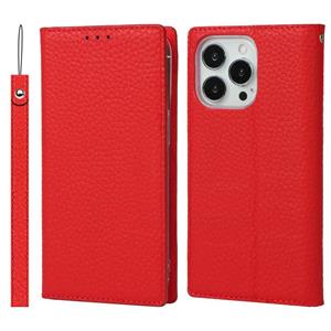 huismerk Litchi Texture Lederen Telefoonhoesje met Lanyard & Holder & Card Slots & Wallet voor iPhone 13 Pro Max