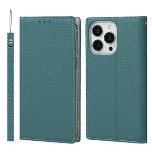 huismerk Litchi Texture Lederen Telefoonhoesje met Lanyard & Holder & Card Slots & Portemonnee voor iPhone 13 Pro Max (Sky Blue)