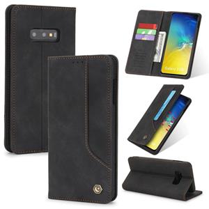 Voor Samsung Galaxy S10e POLA 008-serie Retro Classic Magnetic Horizontal Flip Leather Case met Holder & Card Slots(Zwart)