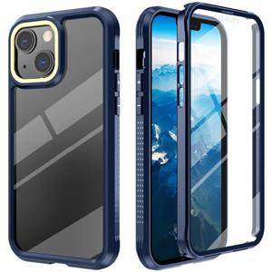 huismerk C1 2 in 1 schokbestendige TPU + PC-beschermhoes met PET-schermbeschermer voor iPhone 13 Mini (Navy Blue)