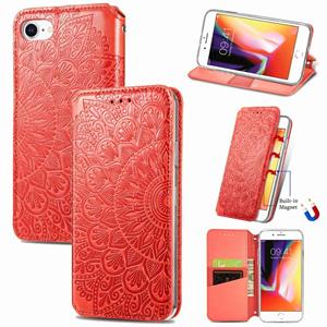 huismerk Blooming Mandala Embossed Pattern Magnetic Horizontal Flip Leather Case with Holder & Card Slots & Wallet For iPhone 6(Orange)