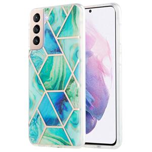 huismerk Voor Samsung Galaxy S21 Plus 5G 3D Electroplating Marble Pattern TPU Beschermhoes(groen)