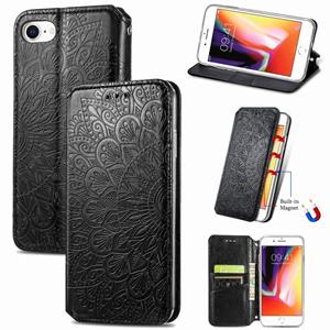 huismerk Blooming Mandala Embossed Pattern Magnetic Horizontal Flip Leather Case with Holder & Card Slots & Wallet For iPhone 6(Black)