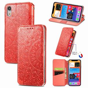 huismerk Blooming Mandala Embossed Pattern Magnetic Horizontal Flip Leather Case with Holder & Card Slots & Wallet For iPhone XR(Orange)