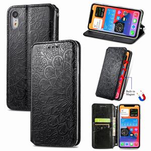 huismerk Blooming Mandala Embossed Pattern Magnetic Horizontal Flip Leather Case with Holder & Card Slots & Wallet For iPhone XR(Black)