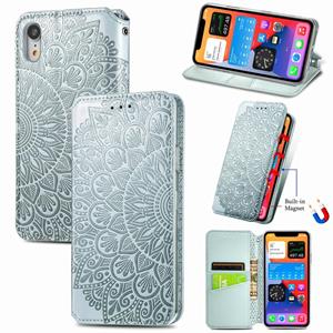 huismerk Blooming Mandala Embossed Pattern Magnetic Horizontal Flip Leather Case with Holder & Card Slots & Wallet For iPhone XR(Grey)