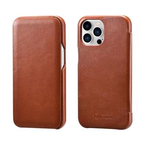 Icarer First Layer Cowhide Horizontal Flip Phone Case voor iPhone 13 Pro (Brown)