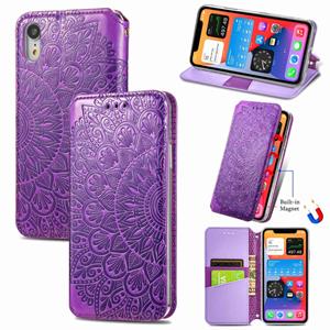 huismerk Blooming Mandala Embossed Pattern Magnetic Horizontal Flip Leather Case with Holder & Card Slots & Wallet For iPhone XR(Purple)