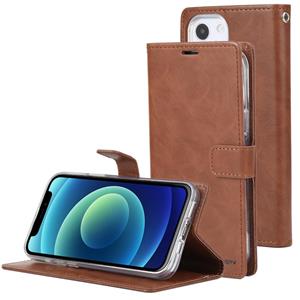 huismerk Goosspery Blue Moon Crazy Horse Textuur Horizontale Flip Lederen Case met Houder & Kaart Slot & Portemonnee voor iPhone 13 Mini (Brown)