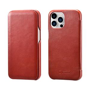 Icarer First Layer Cowhide Horizontal Flip Phone Case voor iPhone 13 Pro