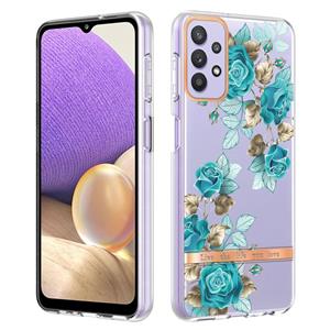 huismerk Voor Samsung Galaxy A32 5G Bloemen en Planten Serie IMD TPU Telefoonhoes (Blue Rose)