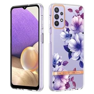 huismerk Voor Samsung Galaxy A32 5G Bloemen en planten Serie IMD TPU-telefoonhoes (paars Begonia)