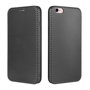 huismerk Voor iPhone 6 / 6s Carbon Fiber Texture Magnetic Horizontal Flip TPU + PC + PU Lederen case met kaartsleuf(Zwart)