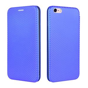 huismerk Voor iPhone 6 / 6s Carbon Fiber Texture Magnetic Horizontal Flip TPU + PC + PU Leather Case met kaartsleuf(Blauw)