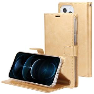 goospery Goofspery Blue Moon Crazy Horse Textuur Horizontale Flip Lederen Case met Houder & Card Slot & Portemonnee voor iPhone 13 Pro (Gold)