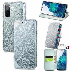 huismerk Blooming Mandala Embossed Pattern Magnetic Horizontal Flip Leather Case with Holder & Card Slots & Wallet For Samsung Galaxy S20 FE(Grey)