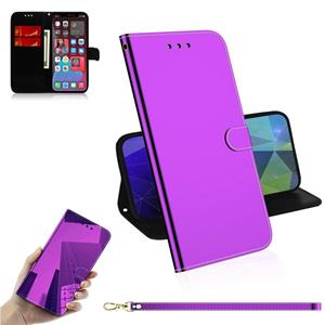 huismerk Geïmiteerde spiegeloppervlak Horizontale Flip Lederen Case met Houder & Card Slots & Wallet & Lanyard voor iPhone 13 Pro (Purple)