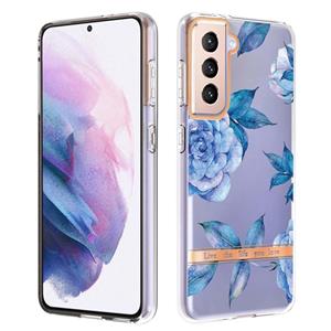 huismerk Voor Samsung Galaxy S21 + 5G Bloemen en Planten Serie IMD TPU Telefoonhoes (Orchidee Peony)