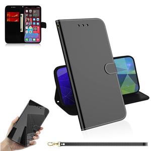 huismerk Geïmiteerde spiegeloppervlak Horizontale Flip Lederen Case met Houder & Card Slots & Wallet & Lanyard voor iPhone 13 Pro Max