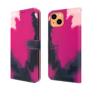 huismerk Aquarel Pattern Horizontale Flip Lederen Case met Houder & Card Slot & Portemonnee voor iPhone 13 Mini (Berry Color)