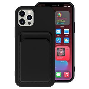 huismerk TPU + Flanel voering schokbestendig hoesje met kaartsleuven voor iPhone 12 Mini (zwart)