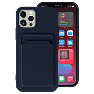 huismerk TPU + Flanel voering schokbestendig hoesje met kaartsleuven voor iPhone 12 Mini (blauw)