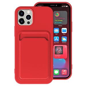 huismerk TPU + Flanel voering schokbestendig hoesje met kaartsleuven voor iPhone 12 Mini (rood)