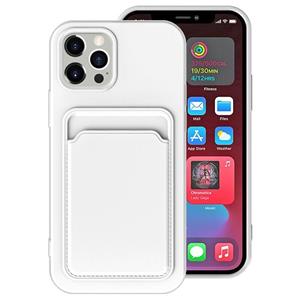 huismerk TPU + Flanel voering schokbestendig hoesje met kaartsleuven voor iPhone 12 Mini (wit)