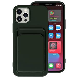 huismerk TPU + Flanel voering schokbestendig hoesje met kaartsleuven voor iPhone 12 Mini (groen)