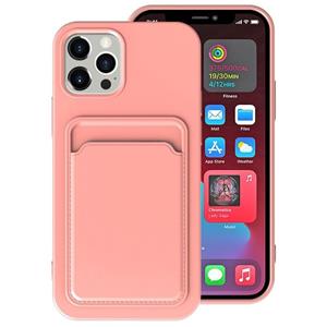 huismerk TPU + Flanel voering schokbestendig hoesje met kaartsleuven voor iPhone 12 Mini (roze)