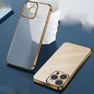 huismerk Wing Plating Series Semi-transparant Frosted Phone Case voor iPhone 13 (Goud)