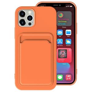 huismerk TPU + Flanel voering schokbestendig hoesje met kaartsleuven voor iPhone 12 Mini (oranje)