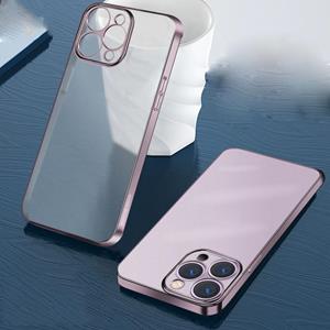 huismerk Wing Plating Series Semi-Transparant Frosted Phone Case voor iPhone 13 Pro (Pink)