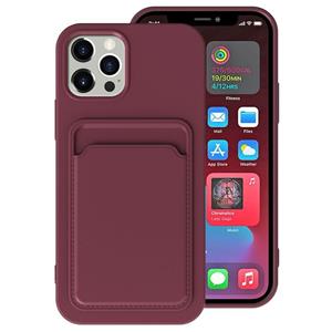 huismerk TPU + Flanel voering schokbestendig hoesje met kaartsleuven voor iPhone 12 Mini (donkerpaars)