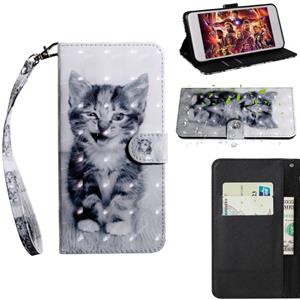 huismerk 3D Painting Pattern Gekleurde Tekening Leer Telefoon Case voor iPhone 13 Mini (Cat)