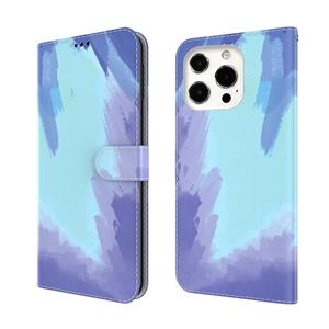 huismerk Aquarel Patroon Horizontale Flip Lederen Case met Houder & Card Slot & Portemonnee voor iPhone 13 Pro Max (Winter Snow)