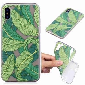 Huismerk Geschilderde TPU beschermende case voor iPhone XS Max (Banana Leaf patroon)