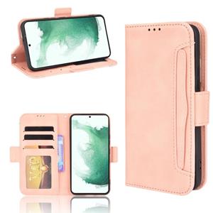 huismerk Voor Samsung Galaxy S22 + 5G Skin Feel Calf Pattern Leather Phone Case (Pink)