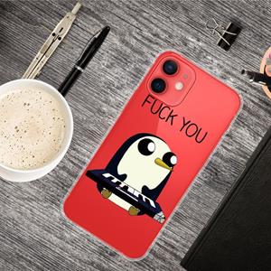 huismerk Geschilderde Patroon Hoge Transparante TPU-beschermhoes voor iPhone 13 (Penguin)