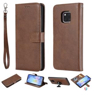Huismerk For Huawei Mate 20 Pro Solid Color Horizontal Flip Protective Case with Holder & Card Slots & Wallet & Photo Frame & Lanyard(Brown)
