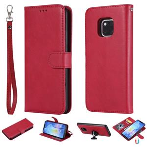 Huismerk Voor Huawei Mate 20 Pro Solid Color Horizontal Flip Protective Case met Holder & Card Slots & Wallet & Photo Frame & Lanyard(Red)