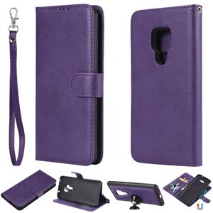 huismerk Voor Huawei Mate 20 Solid Color Horizontal Flip Protective Case met Holder & Card Slots & Wallet & Photo Frame & Lanyard(Purple)