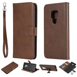 huismerk Voor Huawei Mate 20 Solid Color Horizontal Flip Protective Case met Holder & Card Slots & Wallet & Photo Frame & Lanyard(Brown)