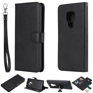 huismerk Voor Huawei Mate 20 Solid Color Horizontal Flip Protective Case met Holder & Card Slots & Wallet & Photo Frame & Lanyard(Black)