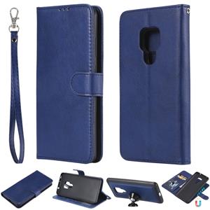 huismerk Voor Huawei Mate 20 Solid Color Horizontal Flip Protective Case met Holder & Card Slots & Wallet & Photo Frame & Lanyard(Blue)