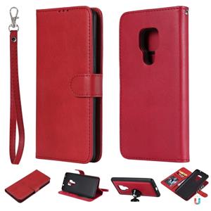 huismerk For Huawei Mate 20 Solid Color Horizontal Flip Protective Case with Holder & Card Slots & Wallet & Photo Frame & Lanyard(Red)