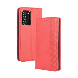 huismerk Voor Samsung Galaxy Note20 Ultra Magnetic Buckle Retro Crazy Horse Texture Horizontale Flip Lederen case met Holder & Card Slots & Photo Frame(Red)